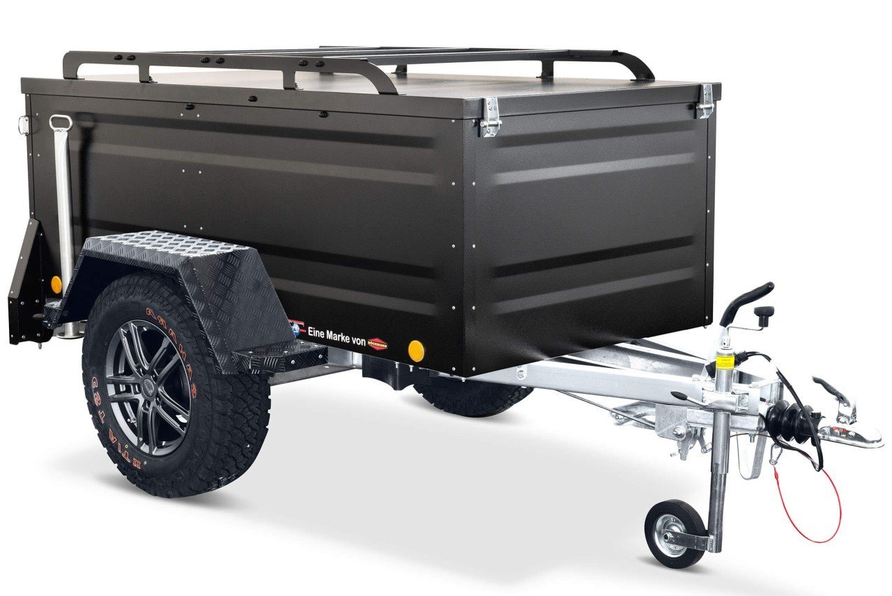 Geländegängiger Anhänger KT-EB2, 1000 kg, schwarz, für Dachzelt – Ansicht 1