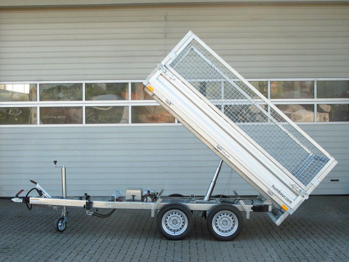 Humbaur-Kippanhänger HUK 272715 mit elektrischer Pumpe und Gitteraufsatz – Ansicht 1