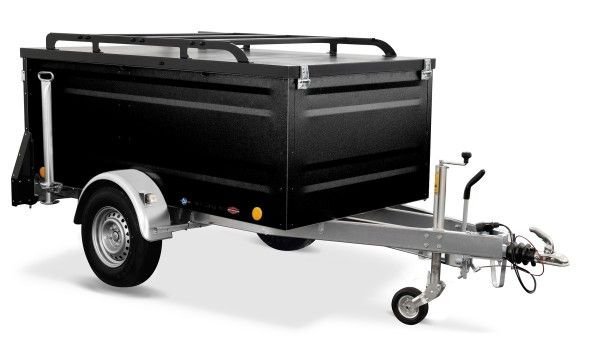 KT-EB3-Kastenanhänger für den Tiefbau, 1300 kg, schwarz, mit Bremse – Ansicht 1